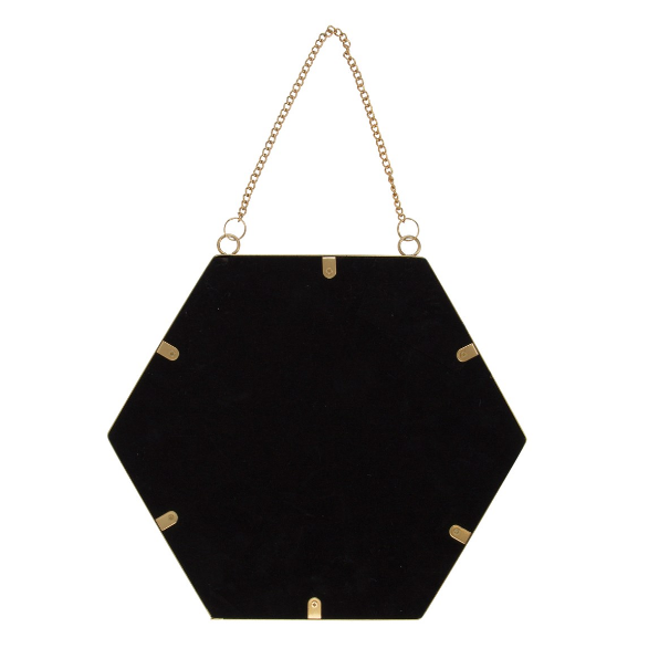 Miroir doré hexagone