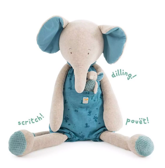Peluche géante Eléphant et son doudou Sous mon baobab - Moulin Roty