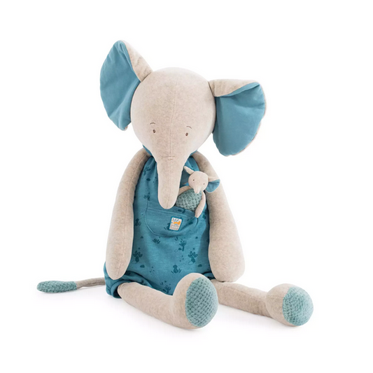 Peluche géante Eléphant et son doudou Sous mon baobab - Moulin Roty