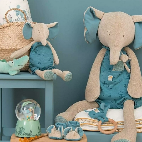 Peluche géante Eléphant et son doudou Sous mon baobab - Moulin Roty